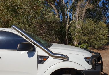TAZZMAN Stainless Steel Snorkel BRUSHED STAINLESS to suit FORD PX RANGER 2lt BI TURBO & EVEREST