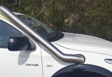 TAZZMAN Stainless Steel Snorkel BRUSHED STAINLESS to suit MITSUBISHI TRITON MQ/MR & PAJERO SPORT 2015–2023