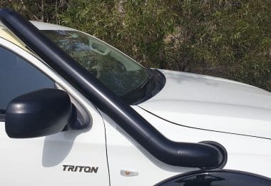TAZZMAN Stainless Steel Snorkel POWDERCOAT SATIN BLACK to suit MITSUBISHI TRITON MQ/MR (2015 - 2023) & PAJERO SPORT 2015–2023